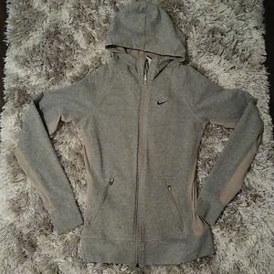 Nike Dri Fit Zip Up Hoodie in Grey
